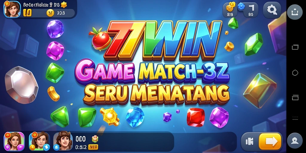 Tampilan gameplay 77WIN dengan berbagai level Match-3 yang menarik.