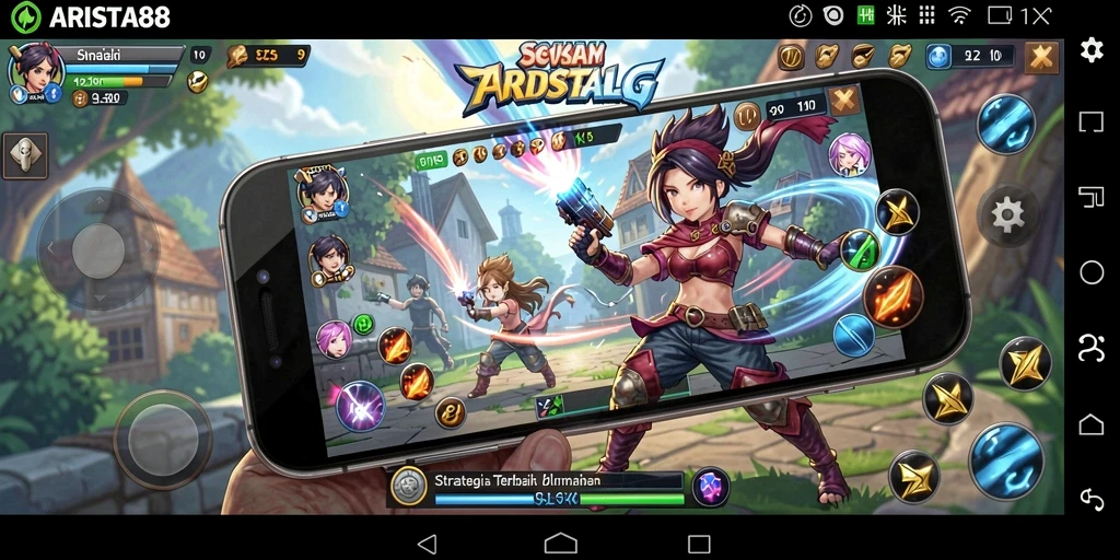 Screenshot gameplay menunjukkan pertempuran seru dalam ARISTA88.