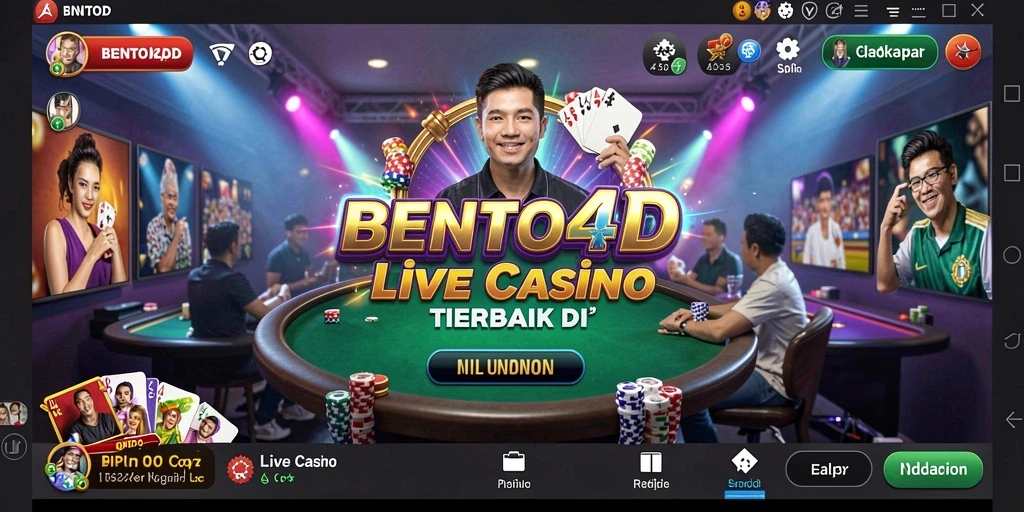 Screenshot gameplay BENTO4D yang menampilkan dealer langsung dan interaksi pemain.