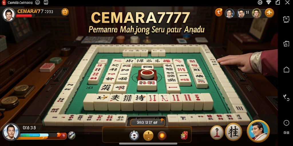 Tampilan gameplay CEMARA777 dengan grafis menarik dan ubin Mahjong.