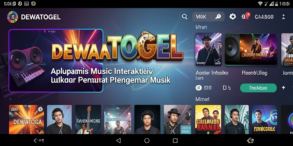 Screenshot gameplay DEWATOGEL menampilkan antarmuka aplikasi musik yang menarik.