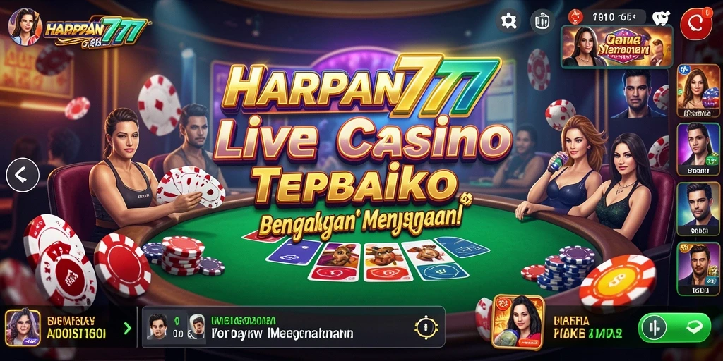 Screenshot HARAPAN777 menampilkan dealer langsung dan aksi permainan kasino yang seru.