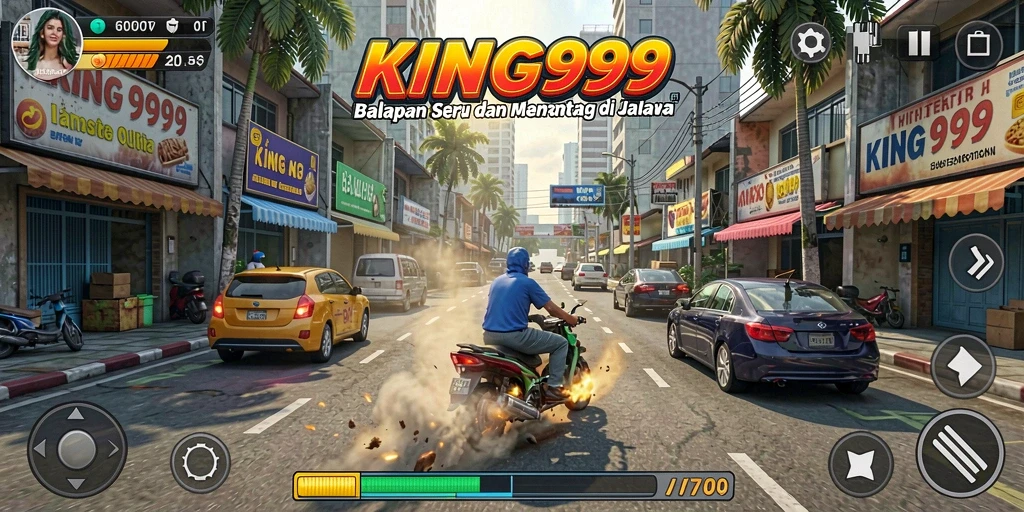 Gameplay KING999 yang menegangkan dan penuh aksi di lintasan balap.