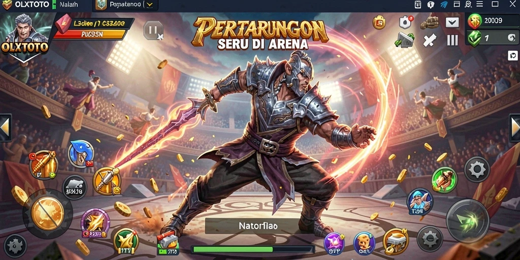 Screenshot gameplay OLXTOTO menunjukkan pertarungan seru antar karakter.