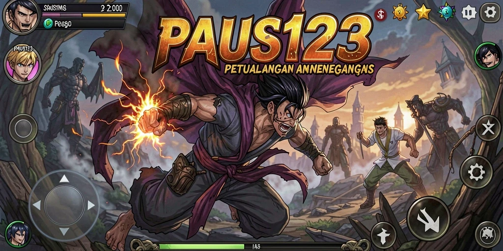 Tangkapan layar PAUS123 menampilkan aksi karakter anime yang mendebarkan.