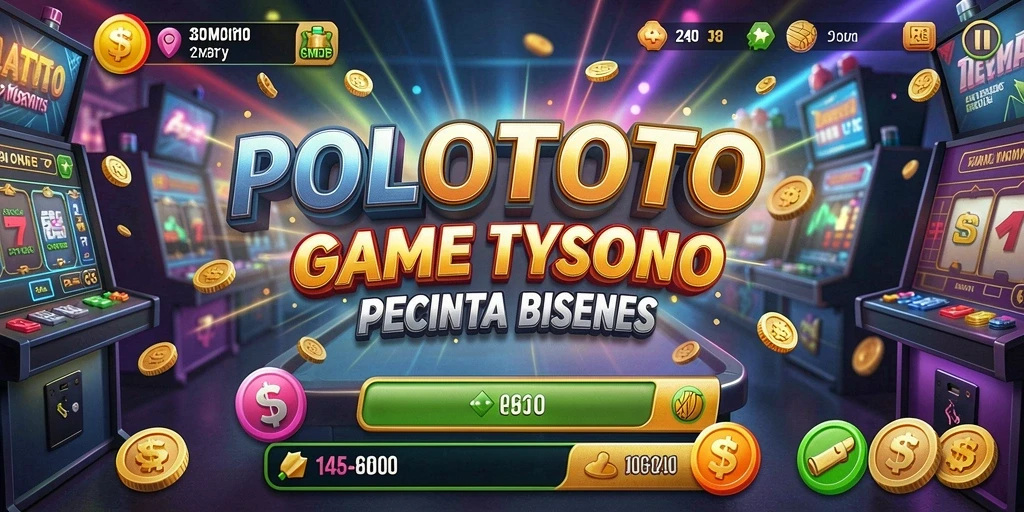 Screenshot utama menunjukkan pemain mengelola bisnis di POLOTOTO.