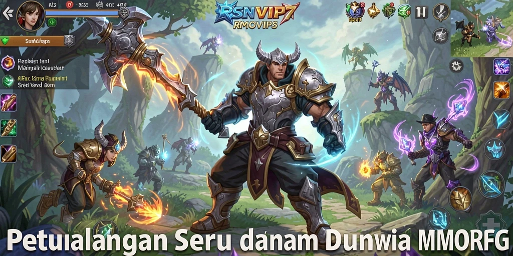 Screenshot gameplay RSNVIP7 menampilkan aksi pertempuran menarik di dunia MMORPG.