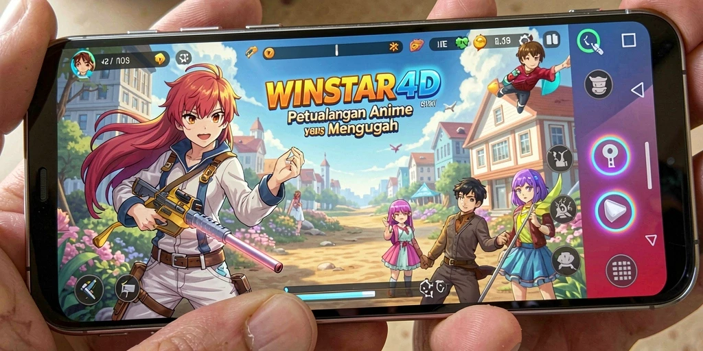 Tampilan menarik dari gameplay WINSTAR4D yang penuh warna dan karakter Anime.